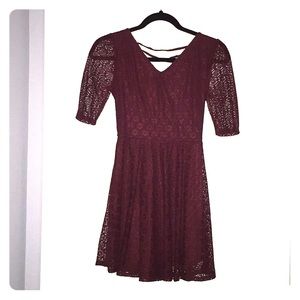 Purple/Maroon Lace Skater Dress
